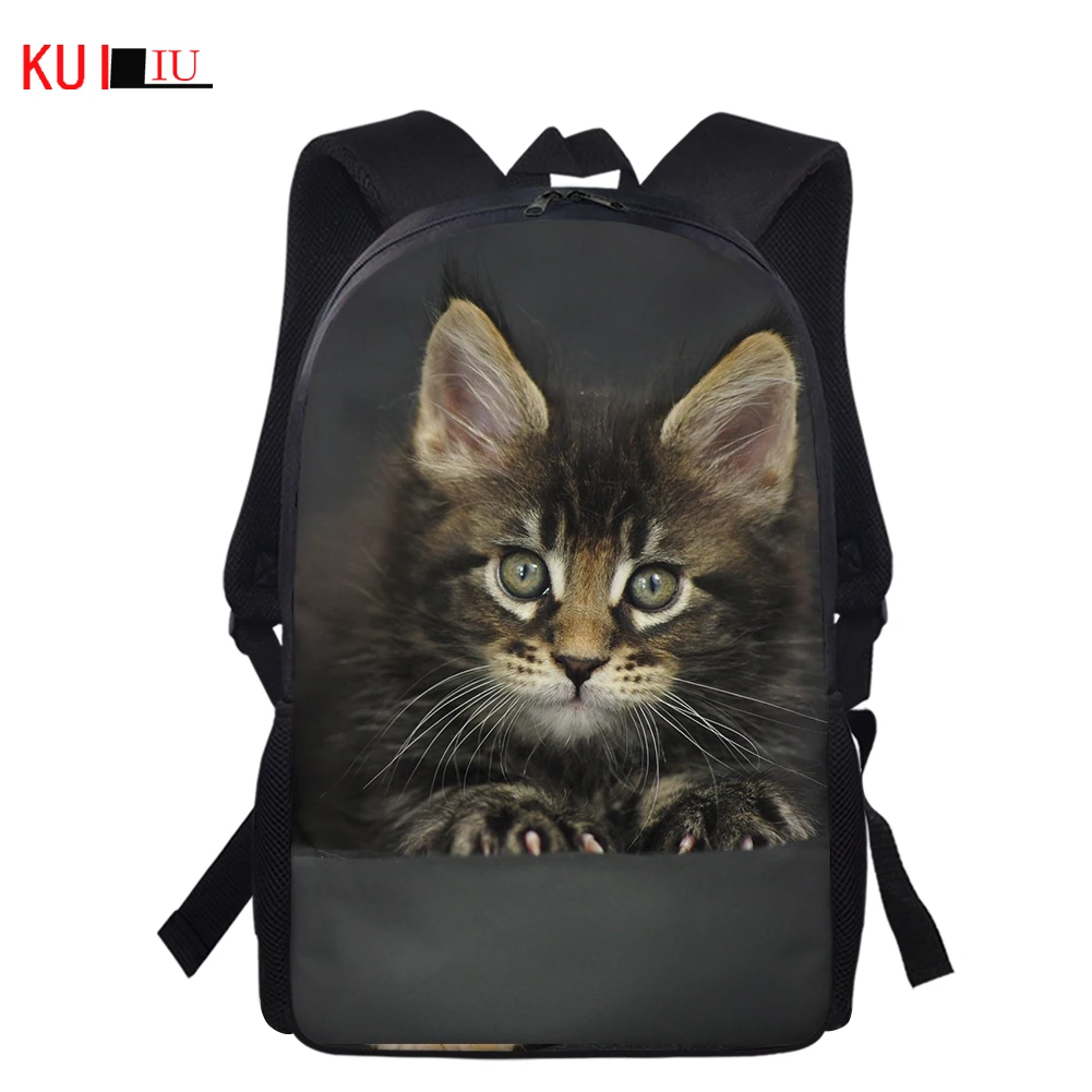 Customized kawaii 3d Animal Cat/Kitty Maine Coon Print Boys Girls School Bags Primary School Student Schoolbag Casual Book Bag