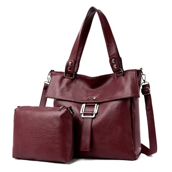 

2Pc/Set Women Leather Handbags Luxury Handbags Women Bags Designer High Quality Purses And Handbags Soft Leather Shoulder Bags