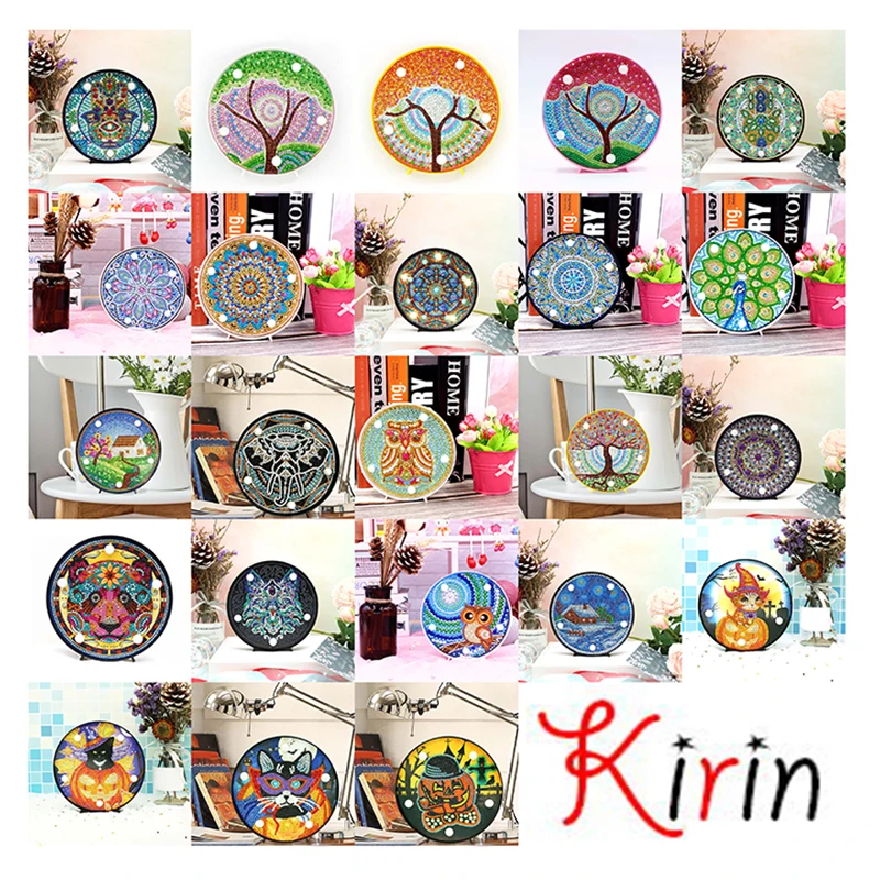 

Kirin show DIY Mandala LED Diamond Painting Light Box Cross Stitch Embroidery Lamp Full Special Drill LED Lamp Rhinestones Home