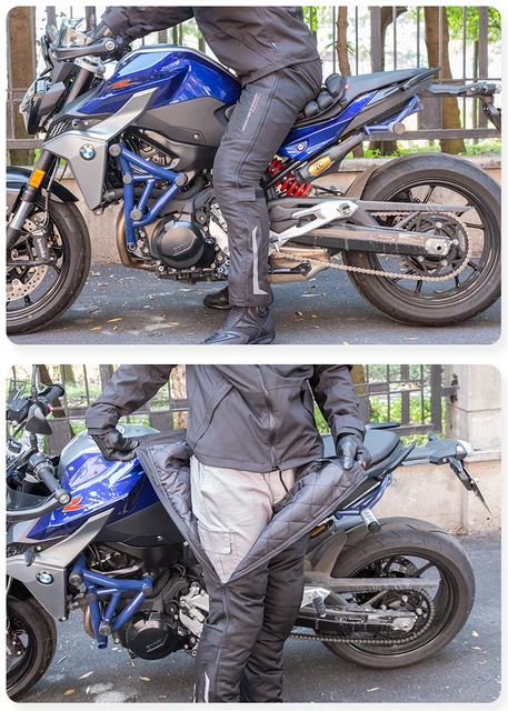 Pantalones de moto a prueba de viento para hombre, equipo térmico,  desmontable, impermeable, de liberación rápida, para invierno