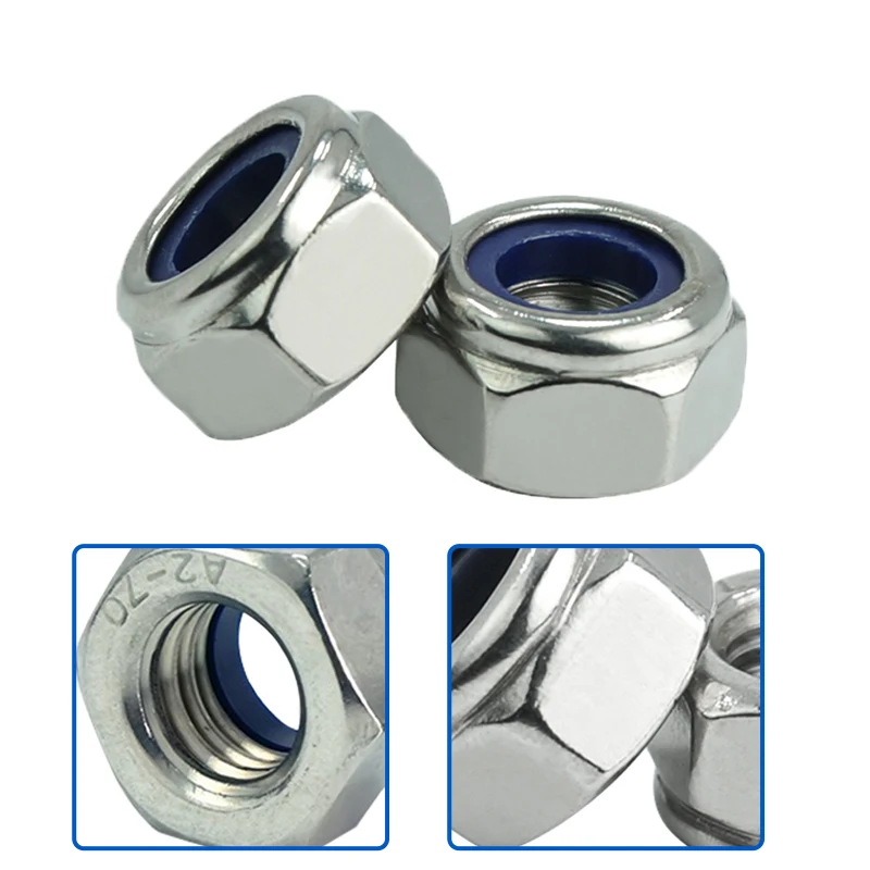 

luchang 100Pcs M3 M4 M5 M6 M8 Stainless Steel Metal Steel Self-locking Nut Lock Nut Locknut Slip Hex Nut