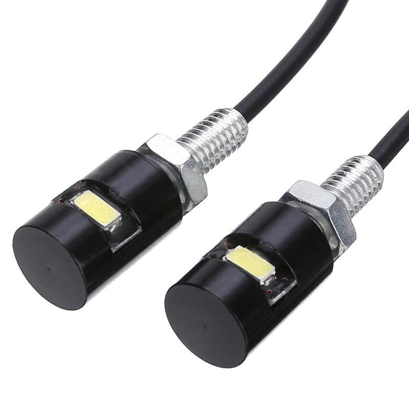 2PCS Motorcycle Number License Plate Lights 12V LED Auto Tail Front Screw Bolt Number Lamp Bulbs White Universal for Motorbike