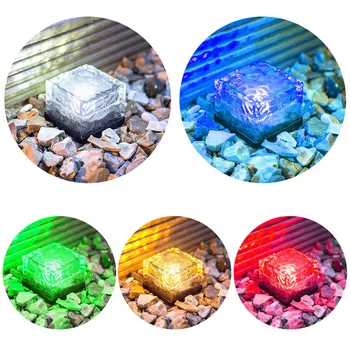 

2019 New Fashion Solar Glass Underground Lamp LED Brick Light Waterproof Outdoor Path Lawn Decorative Lamp for Decoration