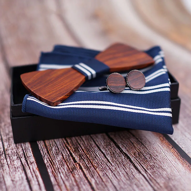 

Handkerchiefs Valuable Timber Red Rosewood Bowtie Set Men Pocket Kerchief Cuff Buckle Set Set Wooden Bow Tie Bowtie Bowtie