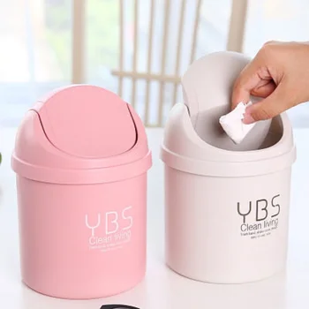 

Creative Mini Desktop Trash Can Small Rocking Lid Trash Can Household Living Room Plastic Trash Can with Lid
