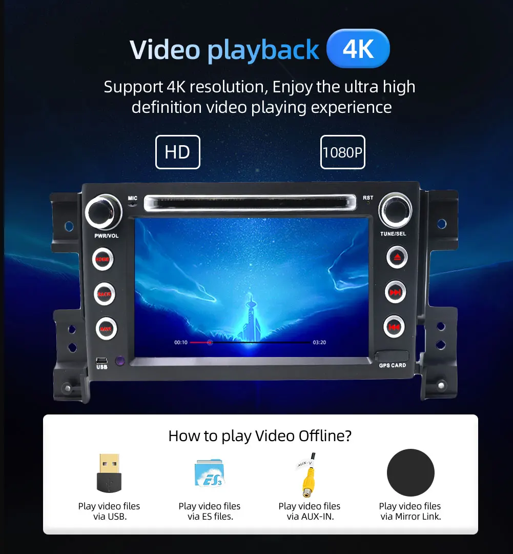 Discount 2Din PX6 Car DVD Player For Suzuki Grand Vitara 2005-2018 Android 9.0 GPS Navigation Bluetooth SWC Mirror Link 4G+64G ROM DAB 11