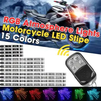 

12 Strips RGB LED Car Motorcycle Frame Glow Lights Flexible Neon Strips 5050LED Flashing Light Motorcycle Decorative Lamp Light