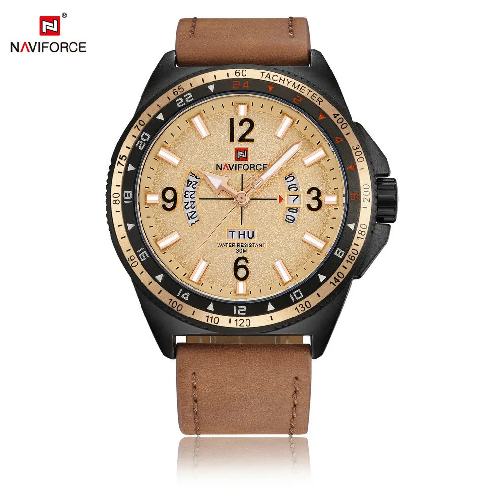 

Naviforce/Xiang 9103 New Style Double Calendar Leather Belt Quartz MEN'S Watch