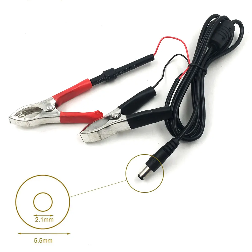Alligator Clips with 5.5*2.1mm DC Connector for Automotives Car Battery Power Supply DIY Outdoor Camping Lights with 1.4m Cable