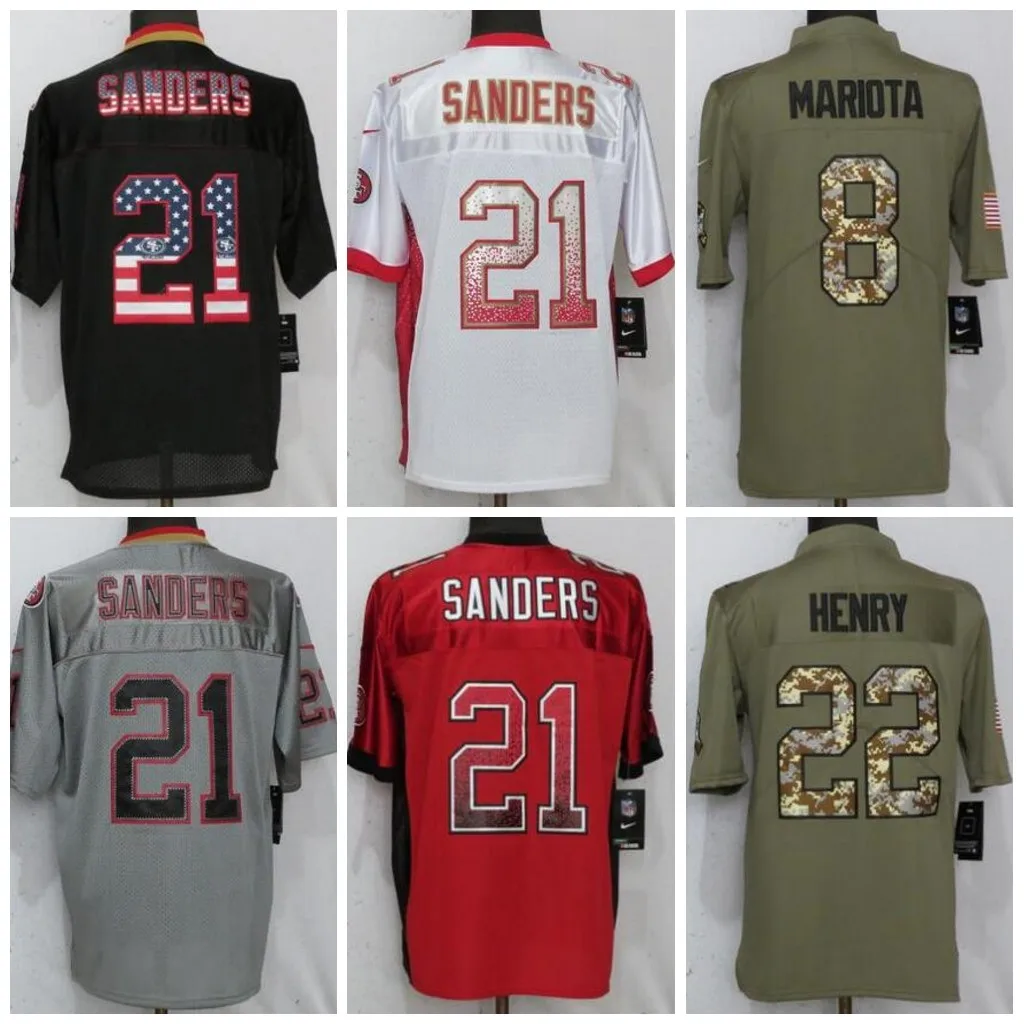 A+++ Качественная мужская футболка для взрослых 21 Sanders 8 Mariota 22 Henry Jersey
