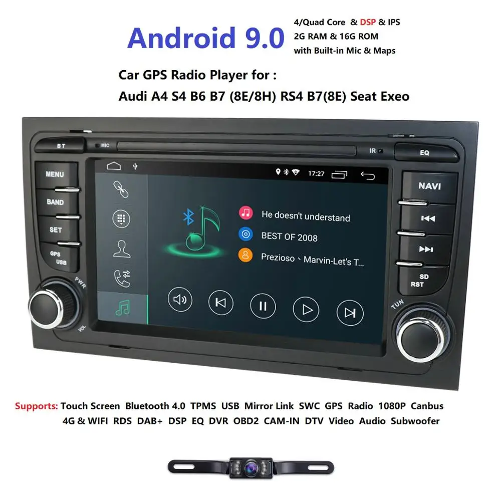 

IPS DSP For Audi A4 S4 RS4 B7 8H B6 4G 64G 4 core 2 din Android 9.0 Car radio multimedia player stereo GPS 4 wifi RDS DAB+