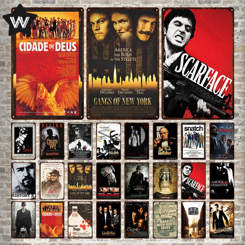 Scarface Vintage Movie Decoration Plaques Metal Tin Signs Retro Classical Film Plate Accessories for Cinema Man Cave Decor | Дом и сад