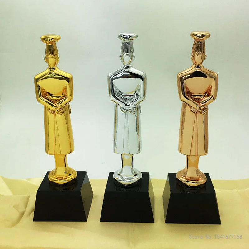 Gold-Plated Trophy for Cooking Competition, Crystal, Custom-made, Chef Styling, catering, Award, Home Decor