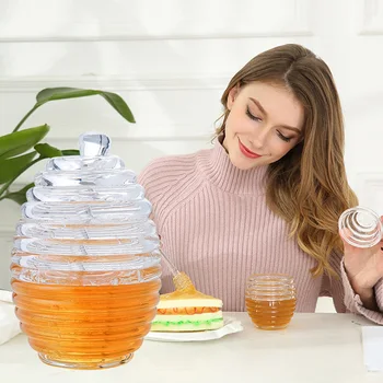 

245ml/265ml Crystal Glass Honey Jars Heat-Resistant Borosilicate Glass Honey Container with Lid Dipper new
