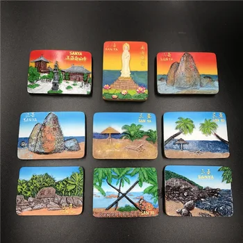 

Fridge Magnet Souvenir China Tourism Sanya 3D Resin Hand Painted Craft Collection Refrigerator Magnets Sticker City Travel Decor