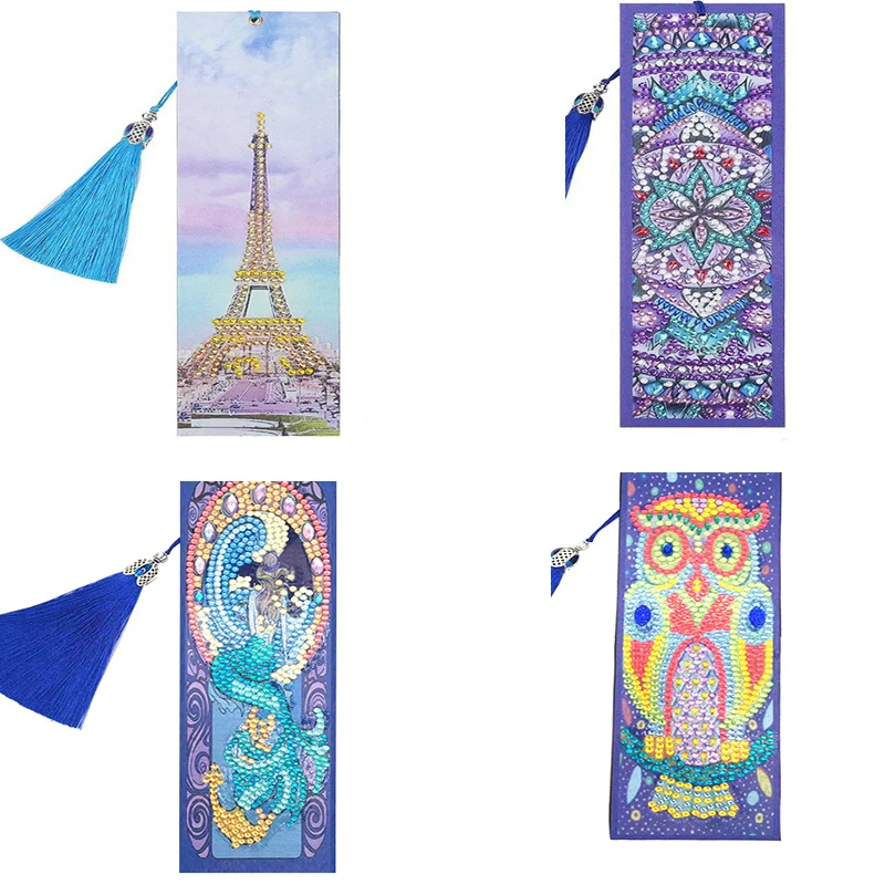 

DIY Special Shaped Diamond Painting Leather Bookmark Christmas Gifts Diamond Embroidery Craft Tassel Book Marks for Books