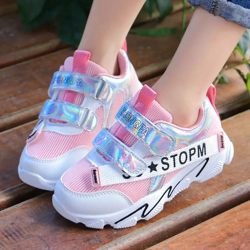 Красивая повседневная детская обувь; сетчатые дышащие кроссовки для бега; нескользящая легкая спортивная детская повседневная обувь для девочек и мальчиков
