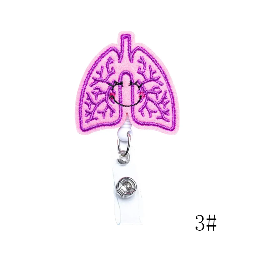 Cute Cartoon Brain Lung Organs Retractable Nurse Badge Reel Clip Badge  Students Doctor Id Card Holder Office Hospital Supplies