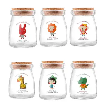 

6PCS Cork Glass Bottles Vintage Yogurt Pudding Milk Jars Food Storage Tanks Kitchen Storage Jars