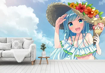 

[Self-Adhesive] 3D Cute Short Hair Girl 123 Japan Anime Wall Paper mural Wall Print Decal Wall Murals Belly