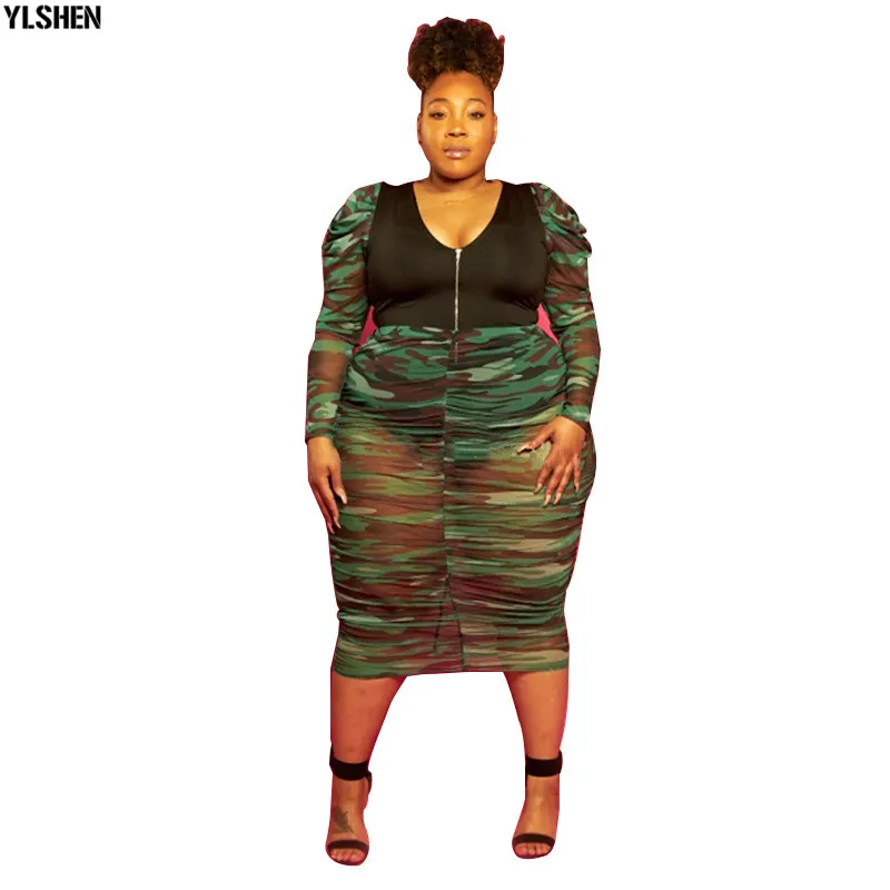 2 Piece Set African Clothes Maxi Dresses for Women Clothing Plus Size Dashiki Sexy Bodysuit Top + Camo Skirt Summer Africa Dress 04