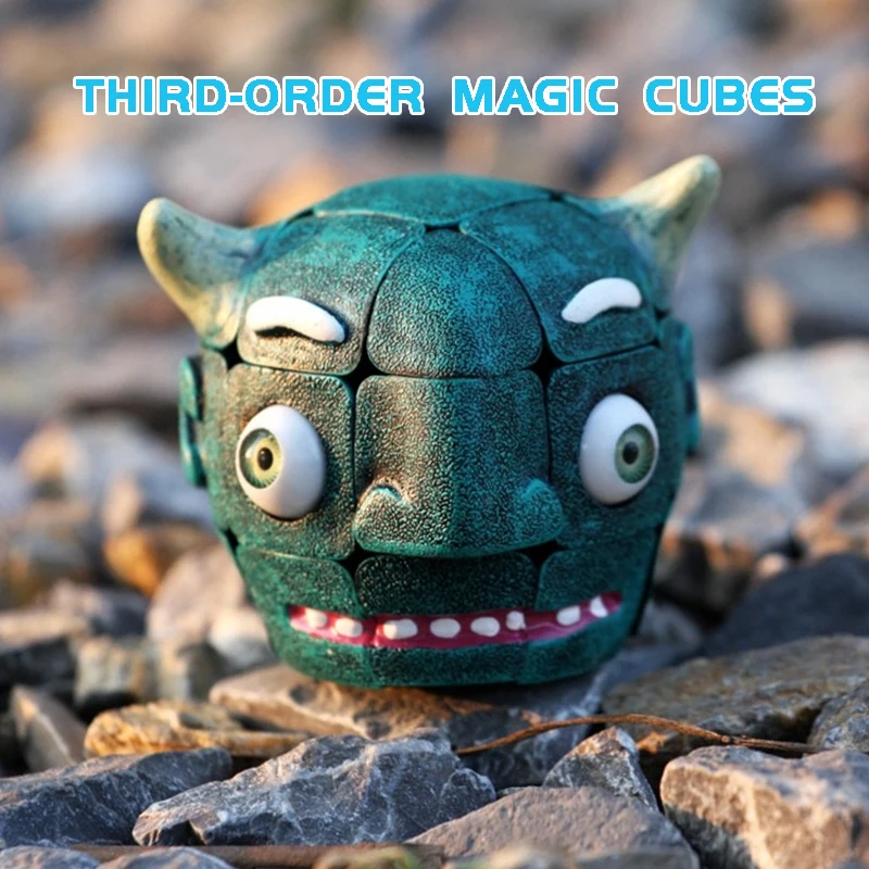 

Magic Cubes 3x3x3 Black Razor Third-order Shaped Bull Head Cube Puzzle Cool Fidget Spinner Toys Anti-pressure Artifact Toys
