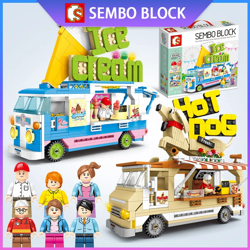 

Sembo Blocks Hot Dog Ice Cream Truck Mini Car Model Toy Creator Technic Figures Figurines Series Gift For Girl Boy Friends