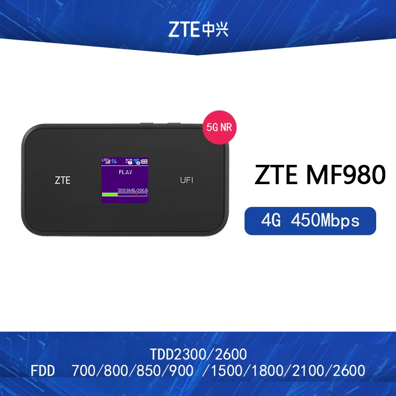 Разблокированная Мобильная точка доступа ZTE MF980 UFi 4G LTE CAT9 450 Мбит/с полосы