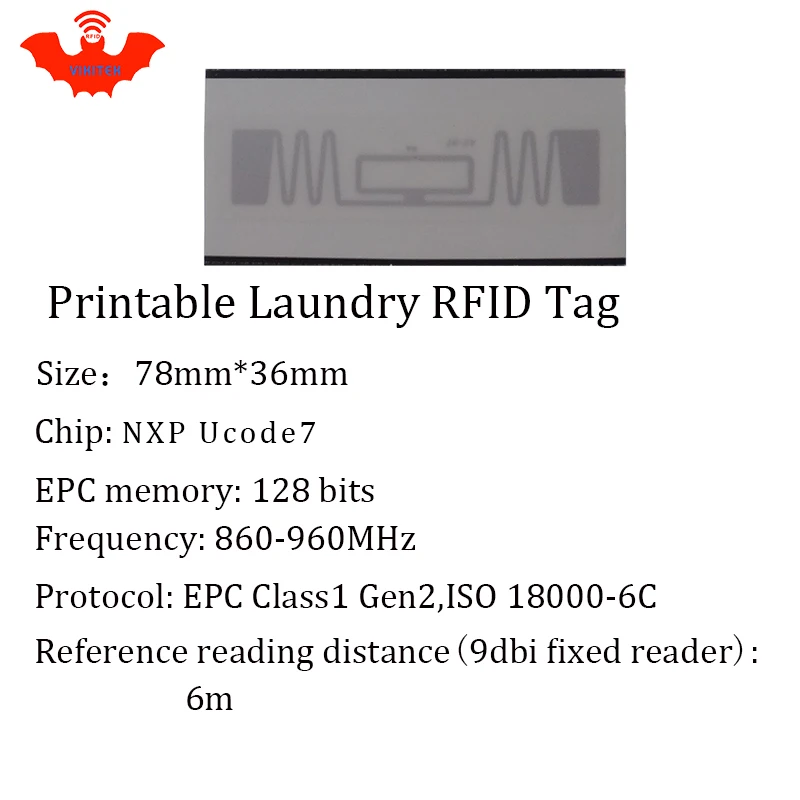 UHF RFID стираемая бирка для белья чип печати одежды 915 МГц 868 860 960 м NXP Ucode7 EPC Gen2 6C смарт