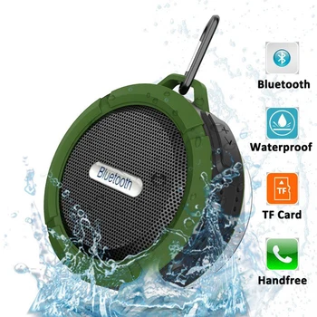 

C6 Mini Bluetooth Speaker Outdoor Portable Wireless Speakers Car Sucker IP65 Waterproof sound box Handfree With Radiator & Mic
