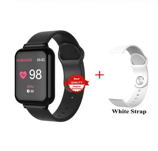 black c add white c Новинка B57 Смарт-часы браслет IP67 водонепроницаемый монитор сердечного ритма кровяное давление фитнес-трекер для женщин и мужчин спортивные носимые часы - Цвет: black c add white c
