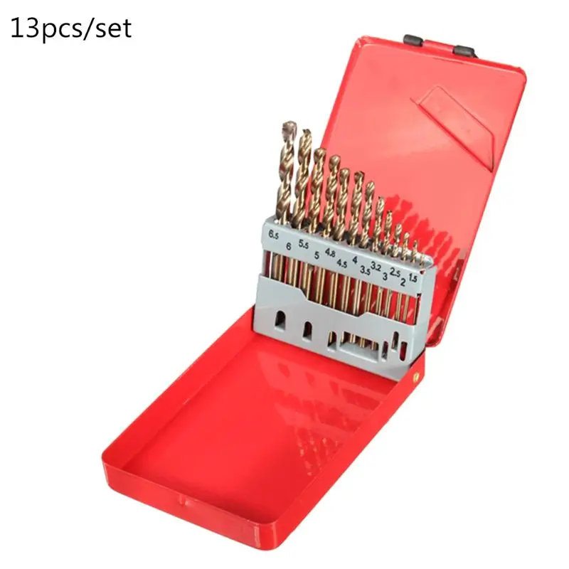 

13 Pcs Metric M35 HSS Multipurpose Twist Drill Bit Set with Metal Index Case
