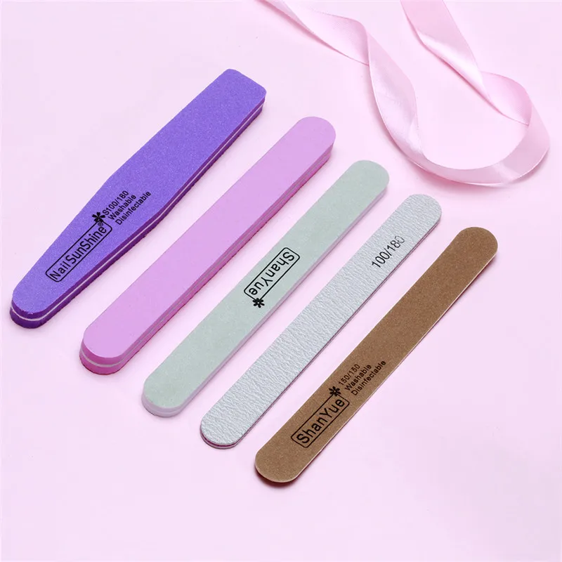 

5pcs/Lot Nail File Washable 100/180;150/150....5-Designs File Butter Block 2-Side Sanding Polish UV Gel Pedicure Nail Tool Files