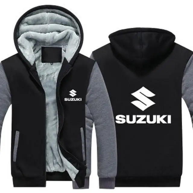 Мотоцикл для SUZUKI Логотип красный принт куртки для мужчин утолщаются Толстовка Одежда для верховой езды куртка на молнии флисовая толстовка мы - Цвет: Армейский зеленый