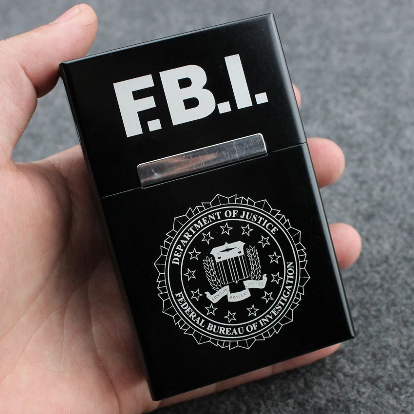 FBI Металлический чехол для сигарет FBI CIA MI6 Mossad дизайн производные продукты шпионский интеллект креативный подарок для курения для мужчин - Цвет: FBI
