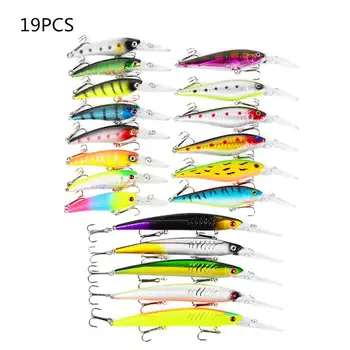 

Fishing Lures 19pcs 3 Mixed Models Fishing Lures Set 19 Colors Minnow Fishing Kit Hard Baits Bass Crankbait with Sharp Hooks