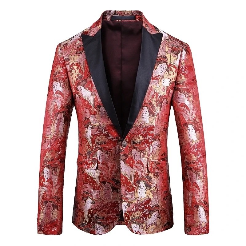 Маскарадный пиджак Masculino Slim Fit блейзер для мужчин 5xl модный блейзер для курения вечеринки выпускного вечера свадьбы барокко Мужской Блейзер Estampado для мужчин s