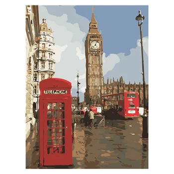 

Painting By Numbers DIY 40*50cm Beautiful London England Landscape Canvas Wedding Decoration Art Picture Gift