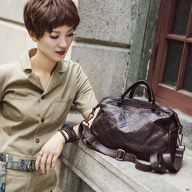 

New Women Bag Genuine Leather Handbag Simple Fashion One-shoulder Slanted Bag Women Bag