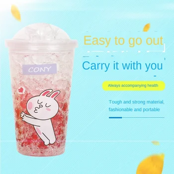 

Creative outdoor summer ice Cup gel cooling double-layer plastic color-changing broken ice cup cold-keeping straw cup pattern
