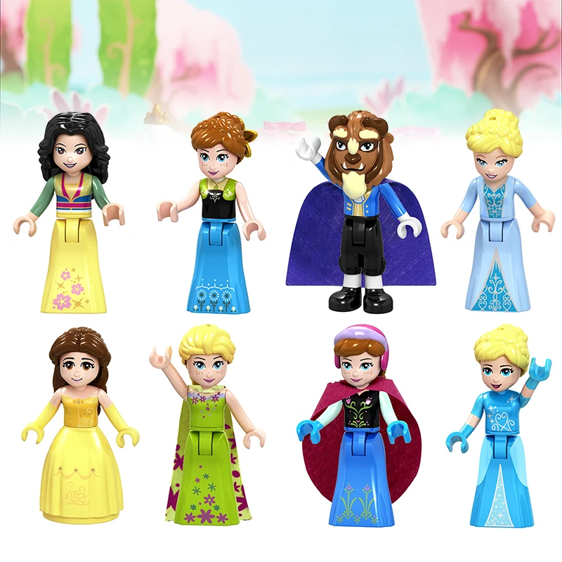 

Legoing Friends Princess Girl Figures Cinderella Mermaid Belle Prince Erlc Building Blocks Toys For Children Assemble Gift
