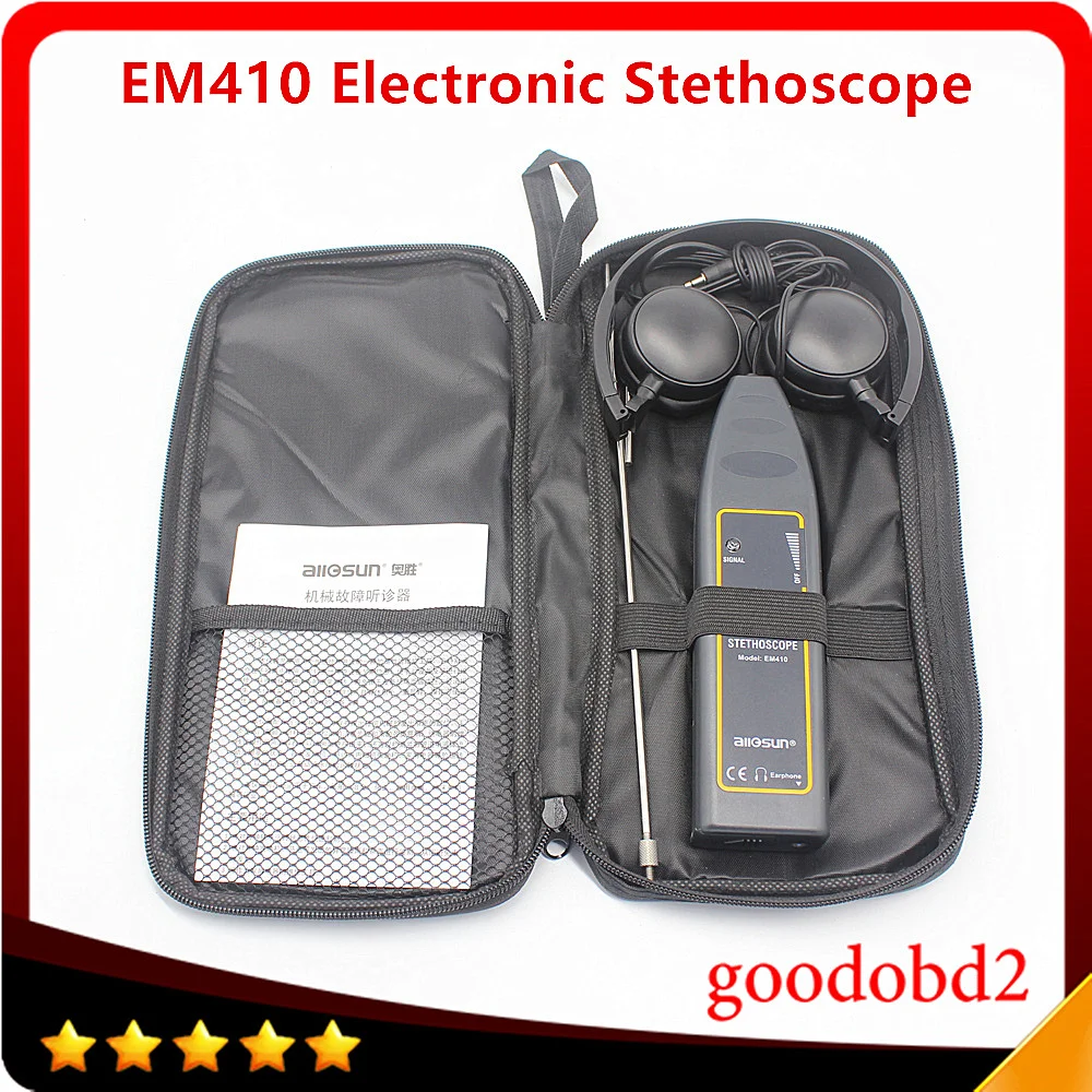 EM410 Noise Finder Electronic Stethoscope Machine Engine Diagnose 2 Probe 100Hz~10kHz Car Truck Automotive Noise Sensor