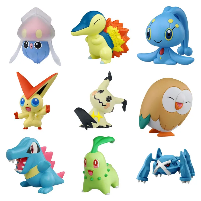 

Takara Tomy Pokemon Anime Action Figures Kawaii Plyduck Jenny Turtle Pikachu Mew Bulbasaur Kids Toys Collection Model Doll Gifts