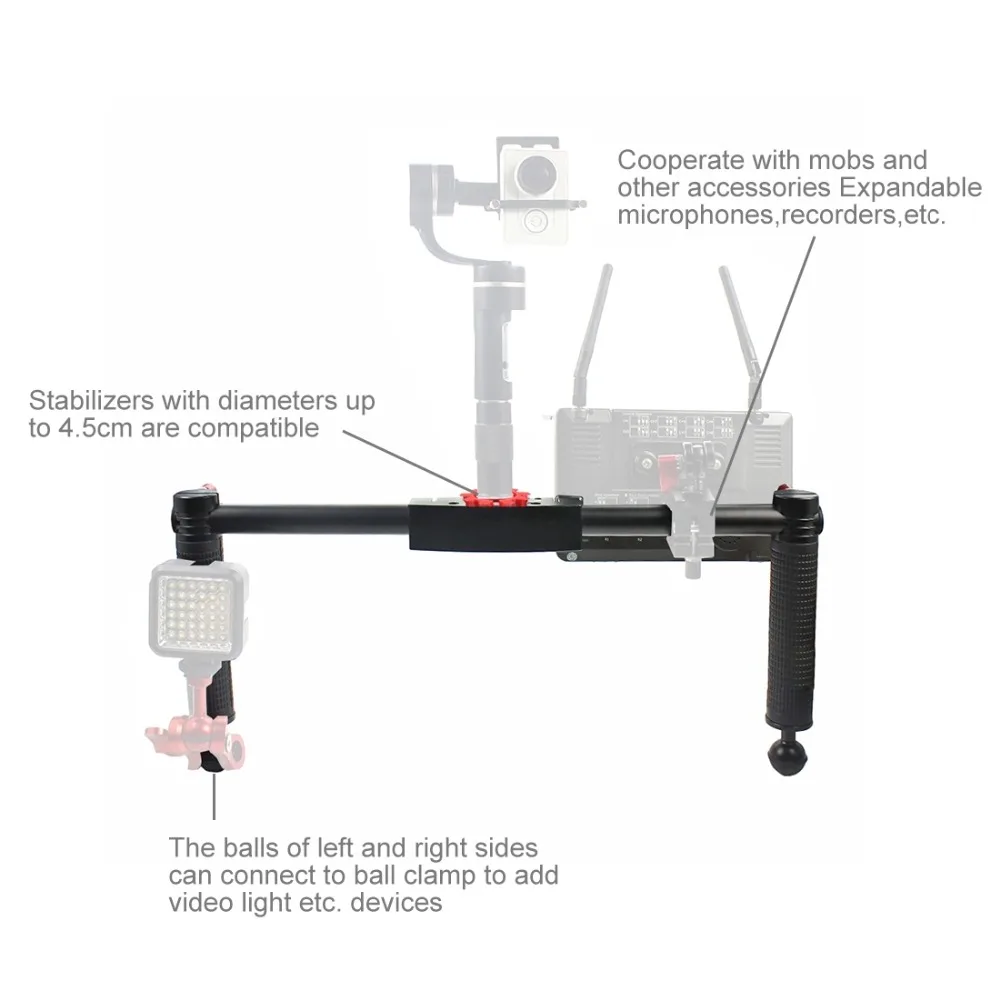 PULUZ PU270 для DJI RONIN-S для MOZA/ZhiYun/FeiyuTech ручной карданный Стабилизатор камеры из алюминиевого сплава с двойной ручкой