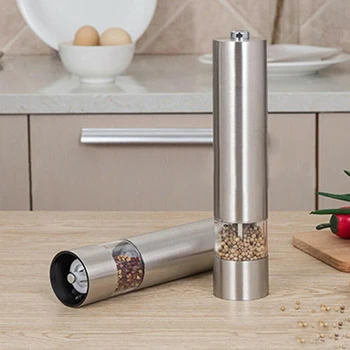 

Electric Black Pepper Grinder Storage Bottle Stainless Steel Salt Pepper Mill Spice Sesame Grinder Wood Container Kitchen Gadget