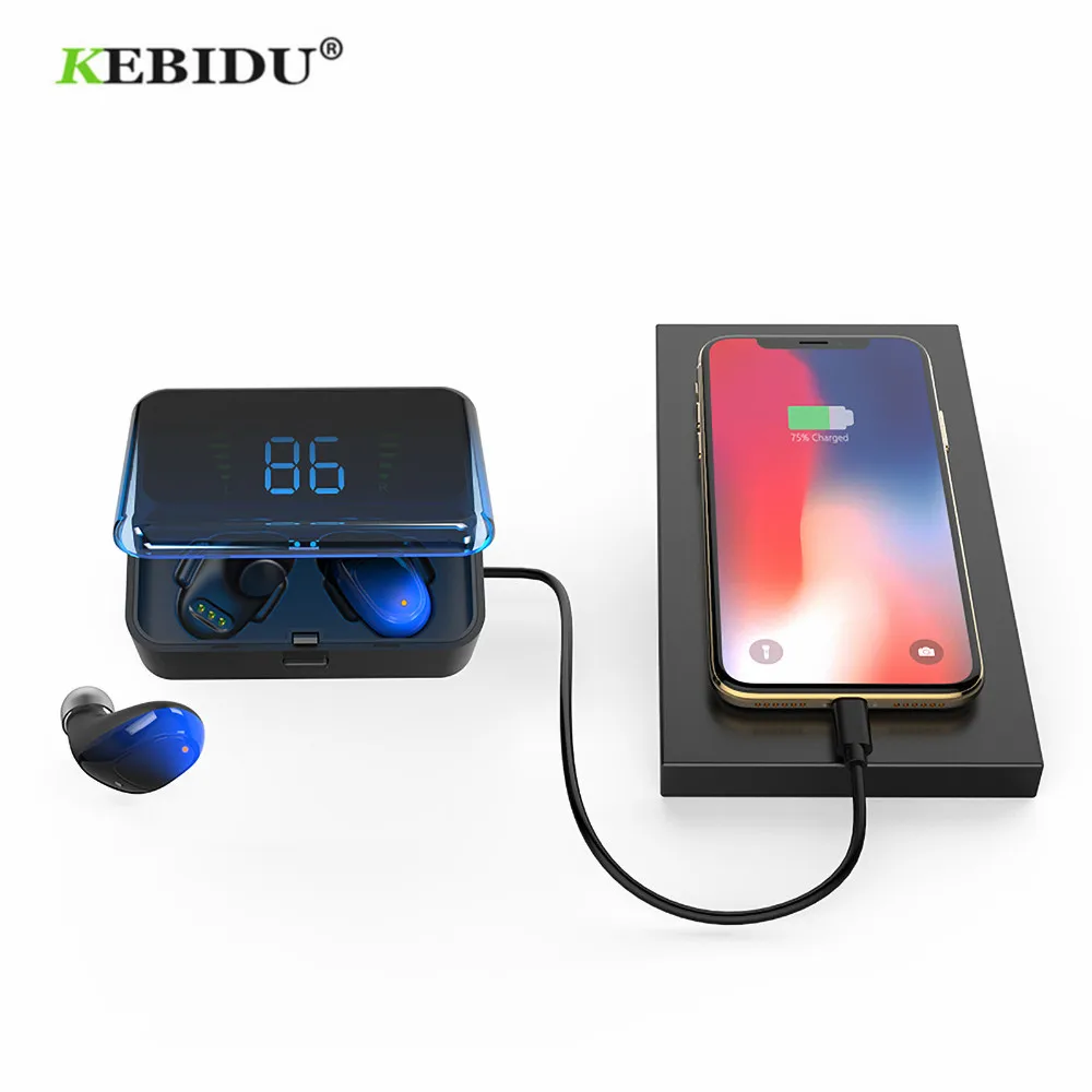 KEBIDU ES01 Bluetooth 5,0 наушники TWS беспроводные наушники Touch 9D стерео спортивная водонепроницаемая гарнитура handsfree Светодиодный дисплей питания