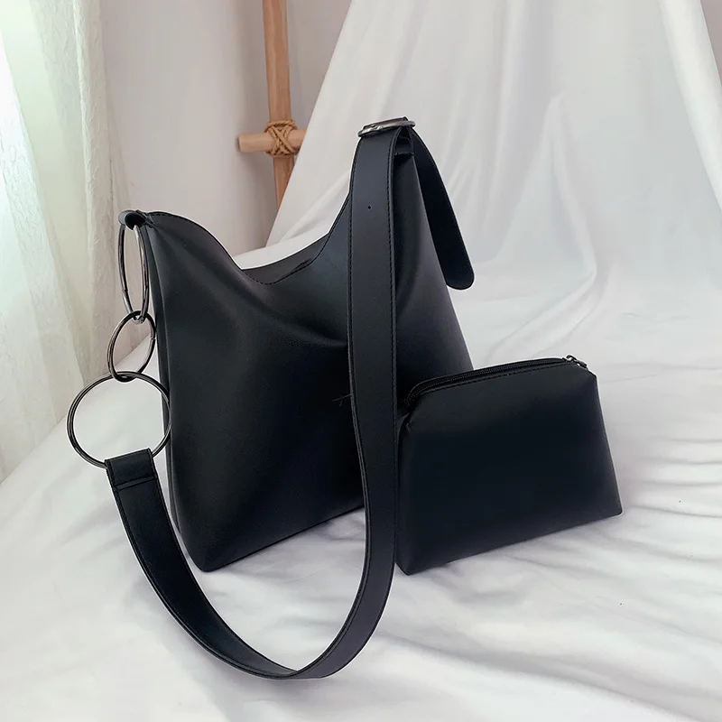 Повседневная вместительная сумка, дизайнерская женская сумка на плечо с кольцом, роскошная сумка через плечо из искусственной кожи, Женская композитная сумка, большая сумочка