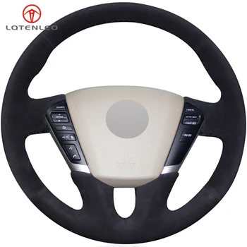 

LQTENLEO Black Suede DIY Hand-stitched Car Steering Wheel Cover For Nissan Teana 2008-2012 Murano 2009-2014 Quest 2011-2017