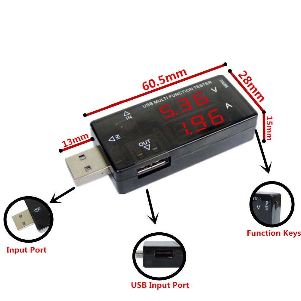 USB тестер для измерения тока и напряжения измеритель двойной настольный
