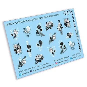 

Slider design black and white roses 3, BPW. style, nail stickers, sd5-1819